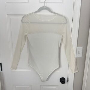 Abercrombie Cream Long Sleeve Bodysuit